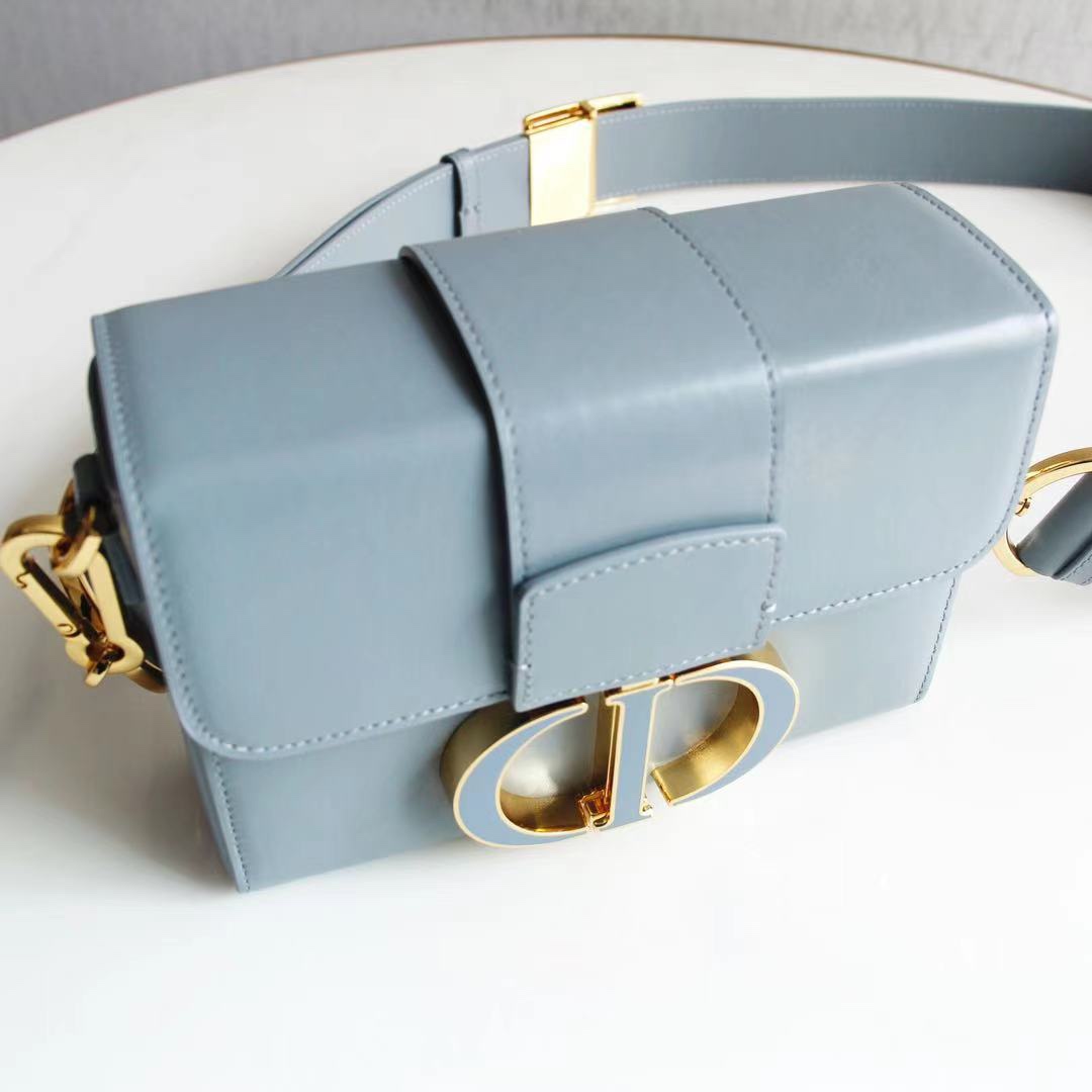 30 Montaigne Box Bag Light Blue Box Calfskin